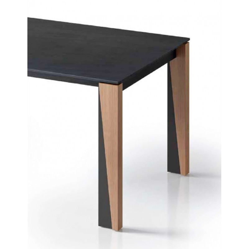 TABLE CONTEMPORAINE BOIS, MÉTAL ET CÉRAMIQUE EXTENSIBLE EDEN