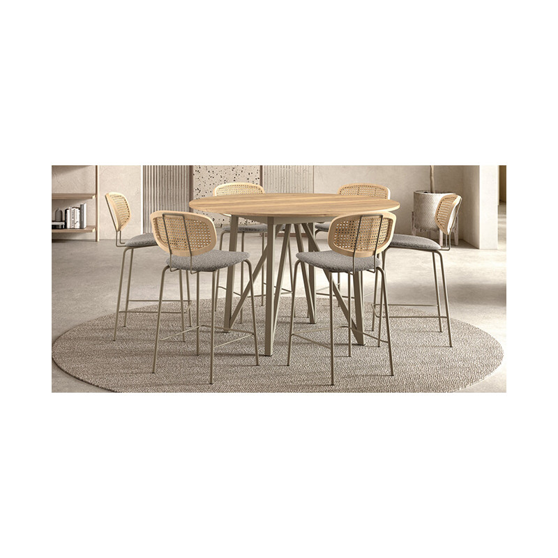 TABOURET SNACK MODERNE CANNÉ EN TISSU RITMO