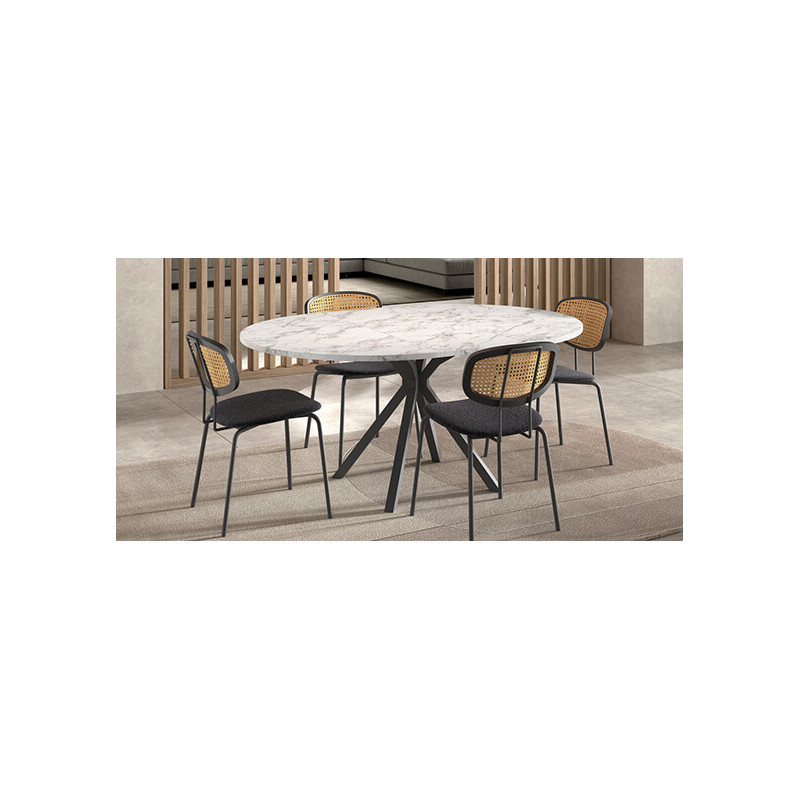 CHAISE MODERNE CANNÉE EN TISSU RITMO