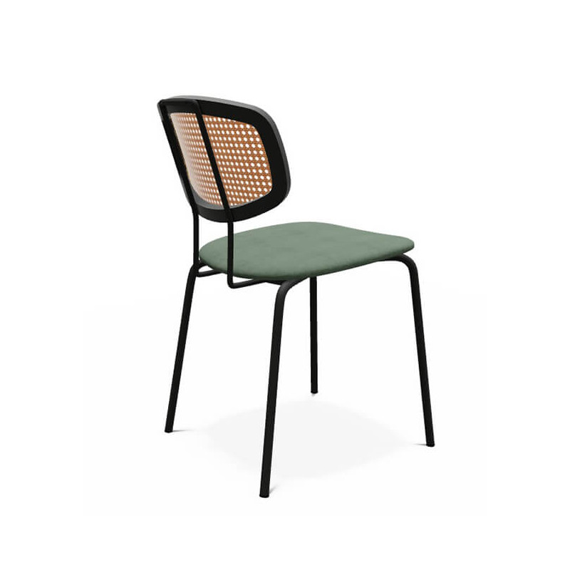 CHAISE MODERNE CANNÉE EN TISSU RITMO