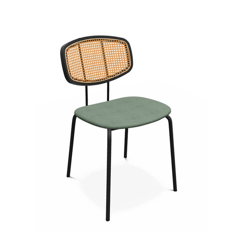 CHAISE MODERNE CANNÉE EN TISSU RITMO