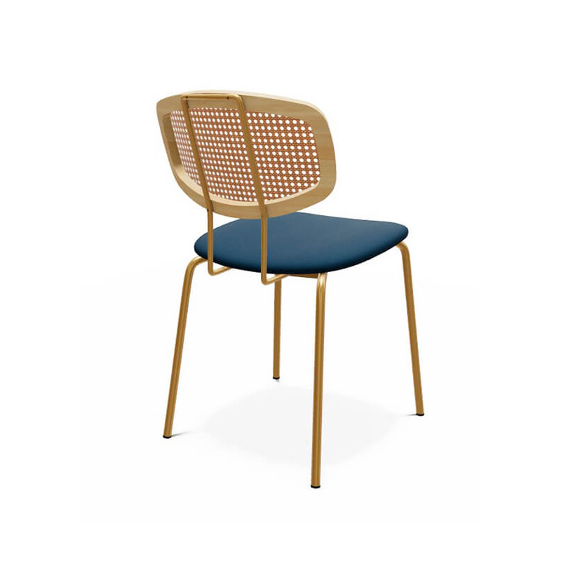 CHAISE MODERNE À DOS CANNÉ EN SIMILICUIR RITMO