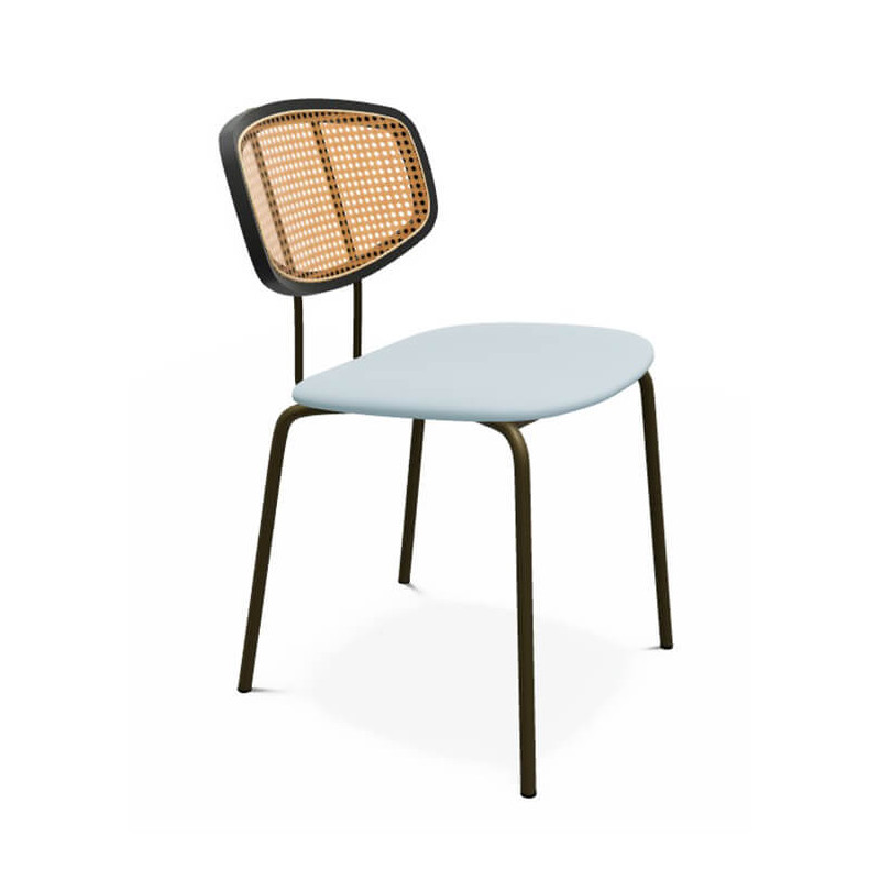 CHAISE MODERNE À DOS CANNÉ EN SIMILICUIR RITMO