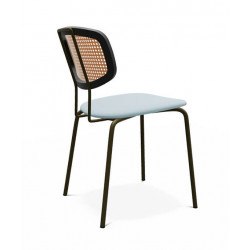 CHAISE MODERNE À DOS CANNÉ EN SIMILICUIR RITMO