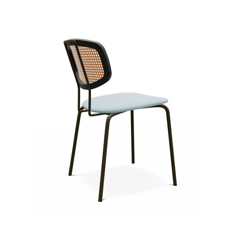 CHAISE MODERNE À DOS CANNÉ EN SIMILICUIR RITMO