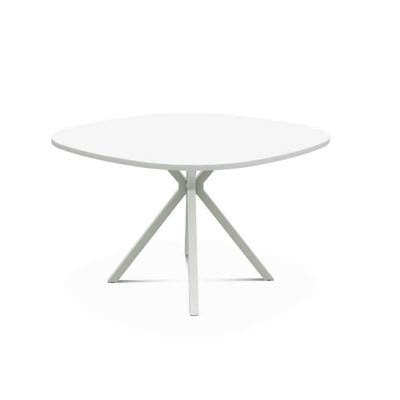 TABLE CARRÉ ANGLE ARRONDIS EN STRATIFIÉ PIEDS CENTRAL ONYX