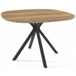 TABLE CARRÉ ANGLE ARRONDIS EN STRATIFIÉ PIEDS CENTRAL ONYX