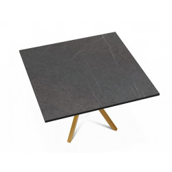 TABLE CARRÉ PIEDS CENTRAL EN STRATIFIÉ ONYX