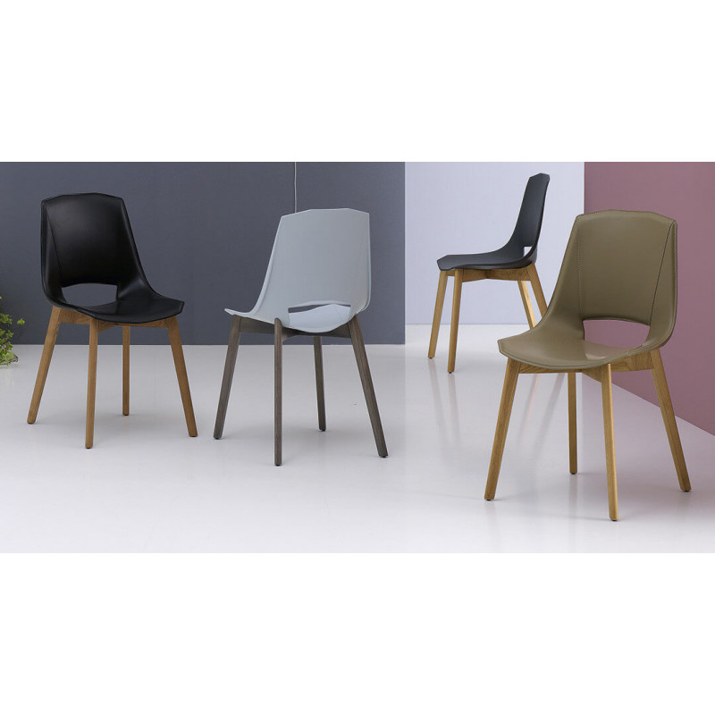 CHAISE SCANDINAVE CUIR ET BOIS EVA 5