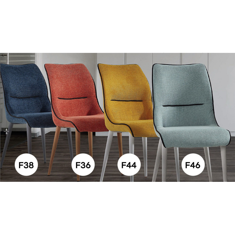 CHAISE CONTEMPORAINE DE SALLE À MANGER COSSUE LÉA TISSU