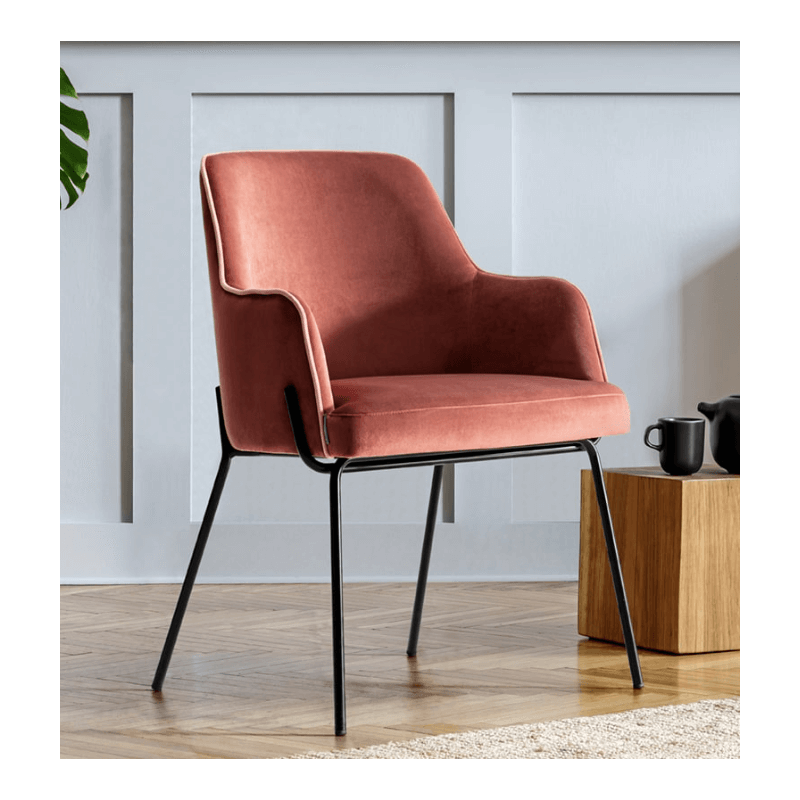 FAUTEUIL CONTEMPORAIN EN VELOURS ET MÉTAL COSMOS
