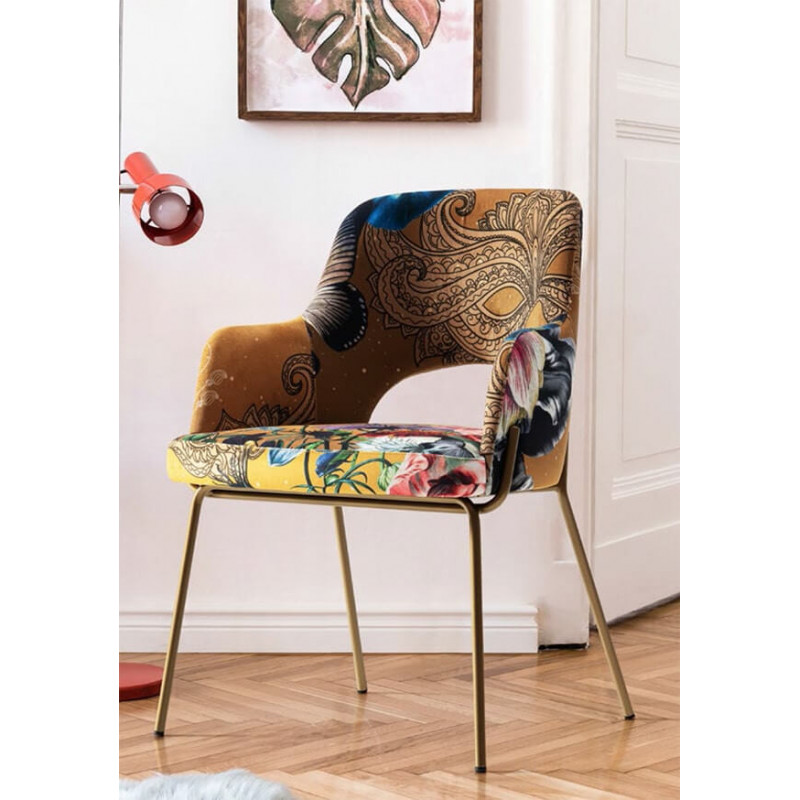 FAUTEUIL CONTEMPORAIN EN VELOURS ET MÉTAL PARIS