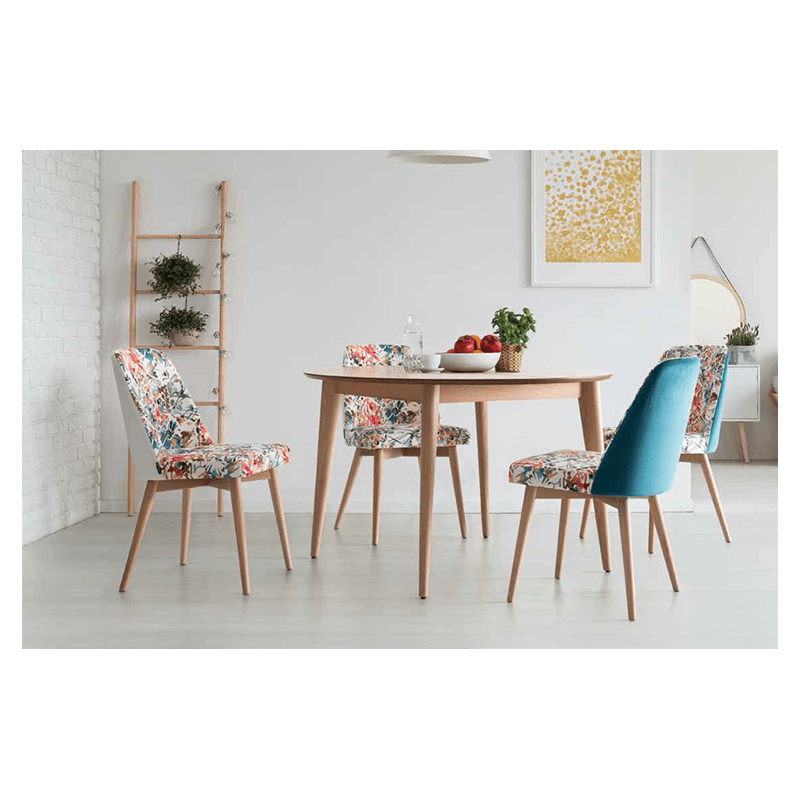 CHAISE DE SALLE À MANGER EN VELOURS ET BOIS NANTES