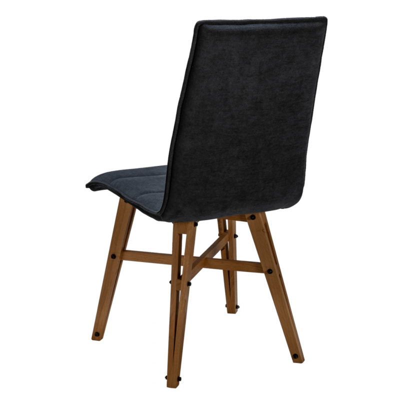 CHAISE LINA CONTEMPORAINE EN BOIS ET TISSU DE STYLE INDUSTRIEL