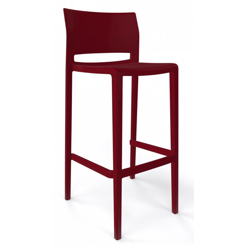 Lot de 4 tabourets de Bar BAKHITA Bordeaux en Polypropylène - Le Chaisier