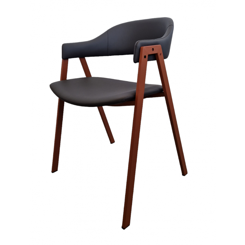 LOT DE 6 FAUTEUIL INDUSTRIEL SIMILICUIR ARCA ROUILLE ET GRIS