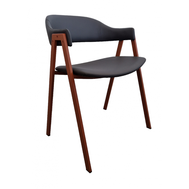 LOT DE 6 FAUTEUIL INDUSTRIEL SIMILICUIR ARCA ROUILLE ET GRIS