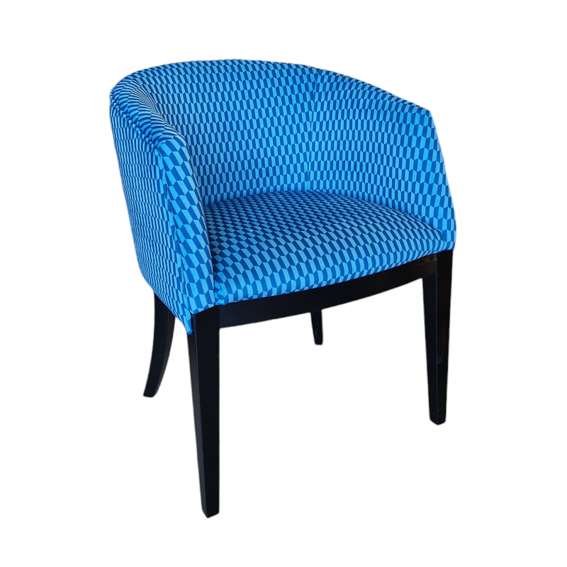 Fauteuil Déco THOMAS Bleu Pieds Noir - Le Chaisier