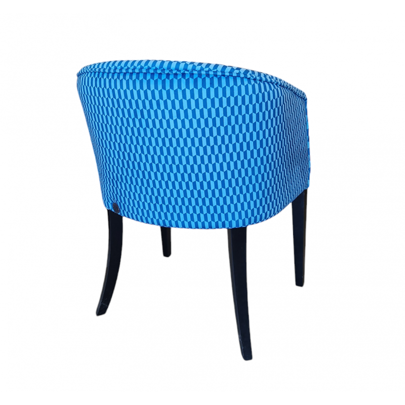 Fauteuil Déco THOMAS Bleu Pieds Noir - Le Chaisier