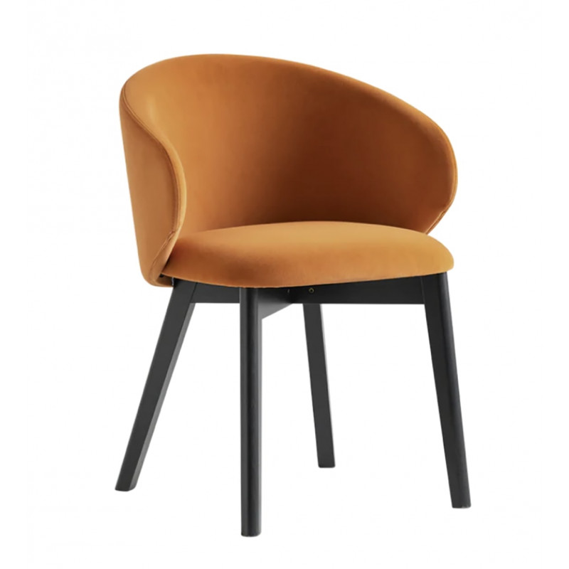 FAUTEUIL CONTEMPORAIN ROND EN VELOURS ET TISSU TUKA PIEDS BOIS