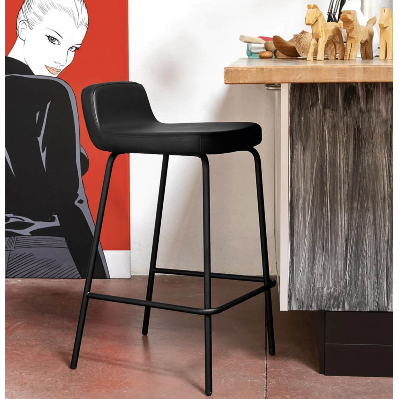 TABOURET SNACK DOSSIER BAS GARNI RILEY