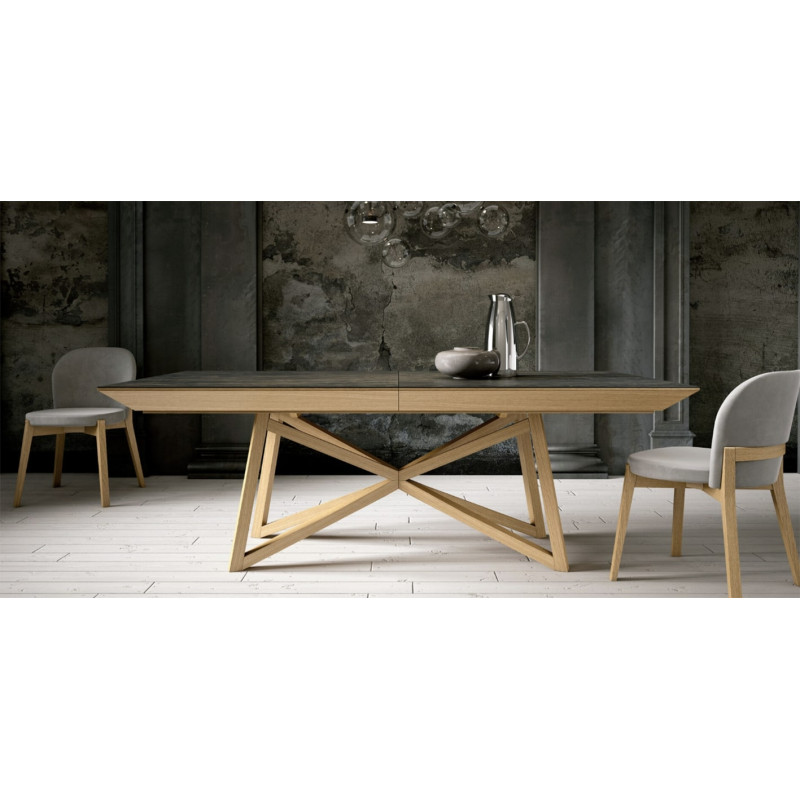 TABLE DE SALLE À MANGER CHÊNE ET CÉRAMIQUE EXTENSIBLE IRIS