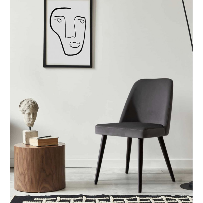 CHAISE DE SALLE À MANGER EN VELOURS ET BOIS NANTES