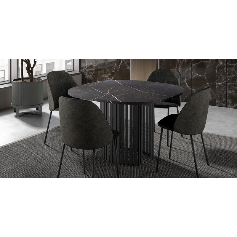 TABLE CARRÉE ANGLES ARRONDIS PIEDS CENTRAL CANVAS