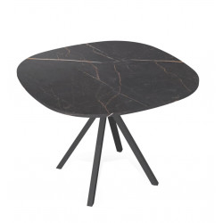 TABLE SNACK CARRÉ ANGLES ARRONDIS PIEDS CENTRAL ONYX