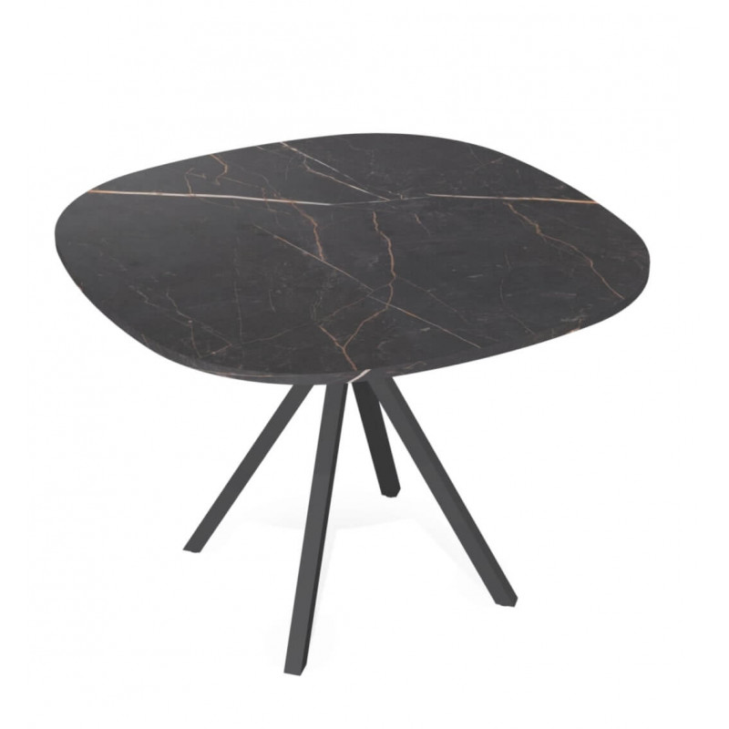 TABLE SNACK CARRÉ ANGLES ARRONDIS PIEDS CENTRAL ONYX