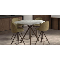 TABLE SNACK CARRÉ ANGLES ARRONDIS PIEDS CENTRAL ONYX