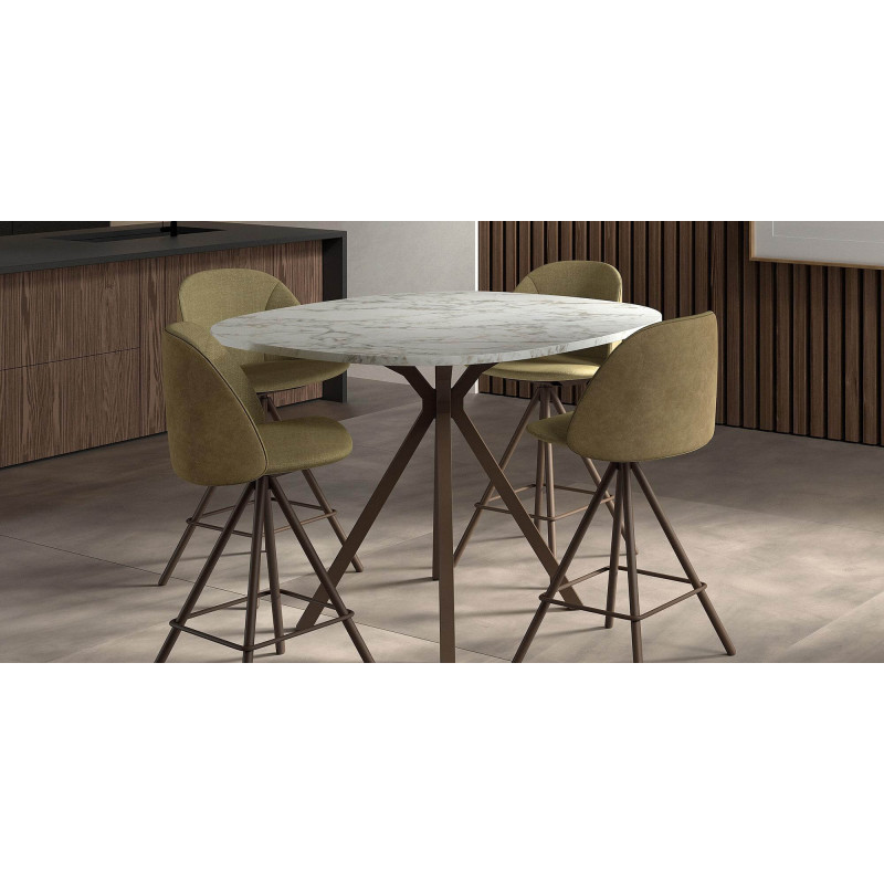 TABLE SNACK CARRÉ ANGLES ARRONDIS PIEDS CENTRAL ONYX