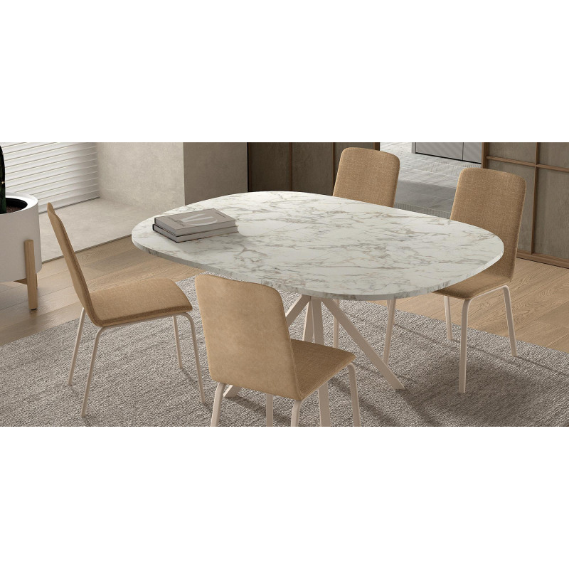 TABLE CARRÉE ANGLES ARRONDIS EXTENSIBLE ONYX