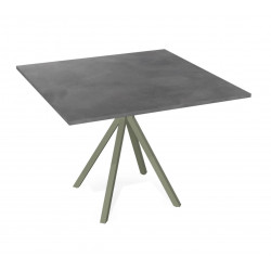 TABLE SNACK CARRÉE PIEDS CENTRAL EN STRATIFIÉ ONYX