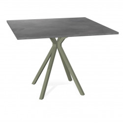 TABLE SNACK CARRÉE PIEDS CENTRAL EN STRATIFIÉ ONYX