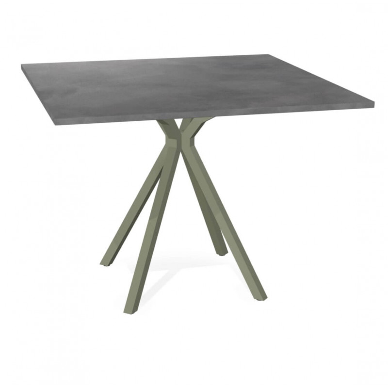 TABLE SNACK CARRÉE PIEDS CENTRAL EN STRATIFIÉ ONYX