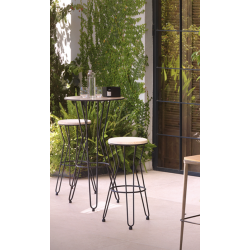 TABOURET ROND INDUSTRIEL EN MÉTAL ET BOIS LISBOA