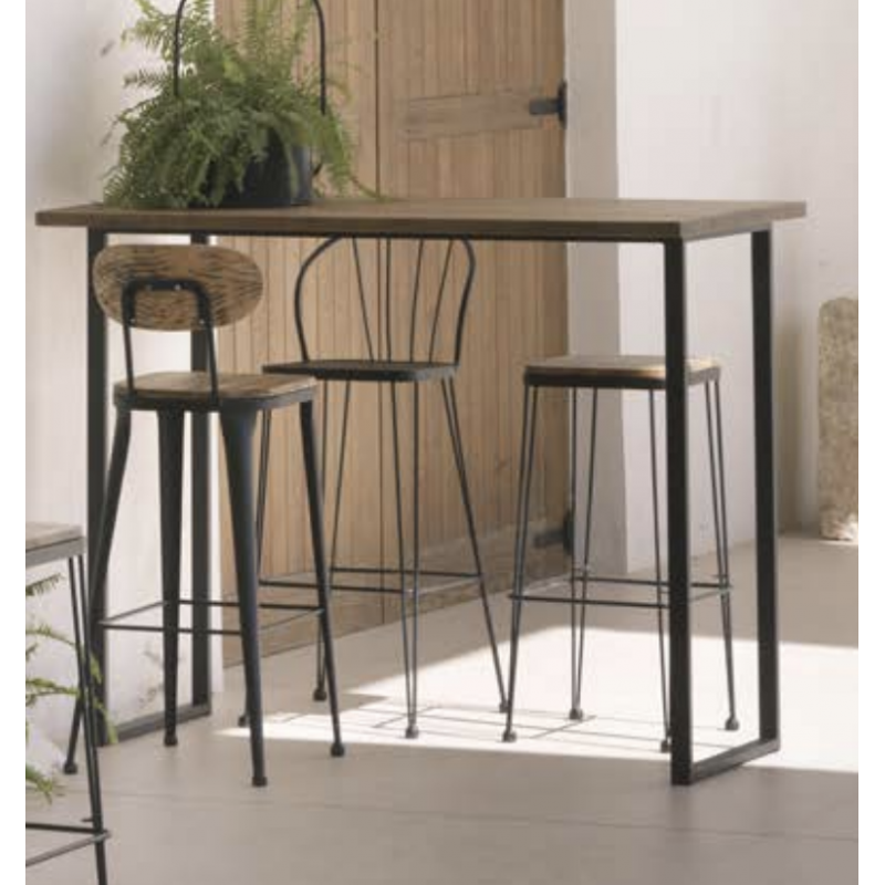 Tabouret de Bar Industriel en Métal et Bois TUDELA en Bois et Métal - Le Chaisier