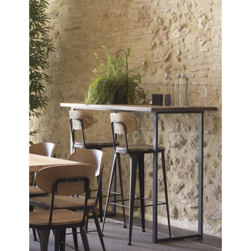 TABOURET HAUT AUSTIN INDUSTRIEL EN BOIS ET MÉTAL