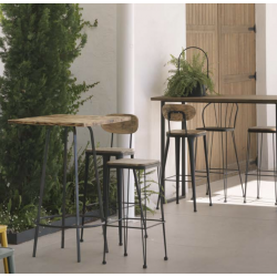 TABOURET HAUT AUSTIN INDUSTRIEL EN BOIS ET MÉTAL