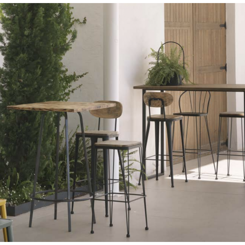 TABOURET HAUT AUSTIN INDUSTRIEL EN BOIS ET MÉTAL