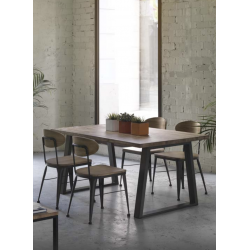 CHAISE AUSTIN INDUSTRIELLE EN BOIS ET MÉTAL