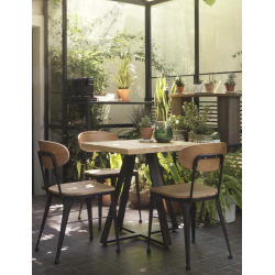 CHAISE AUSTIN INDUSTRIELLE EN BOIS ET MÉTAL