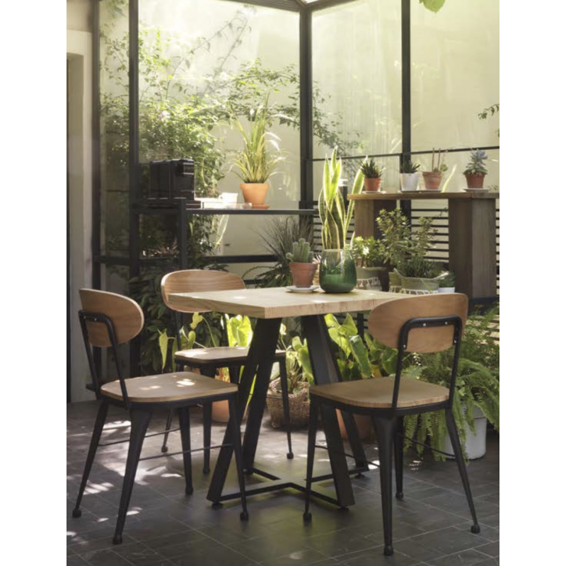 CHAISE AUSTIN INDUSTRIELLE EN BOIS ET MÉTAL