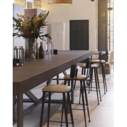 TABOURET INDUSTRIEL EN MÉTAL ET TISSU SOFIA