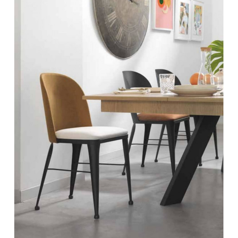 CHAISE INDUSTRIELLE RUBEN EN TISSU ET MÉTAL