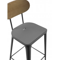 TABOURET HAUT AUSTIN INDUSTRIEL EN BOIS ET MÉTAL