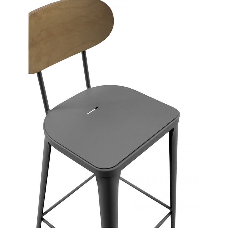 TABOURET HAUT AUSTIN INDUSTRIEL EN BOIS ET MÉTAL