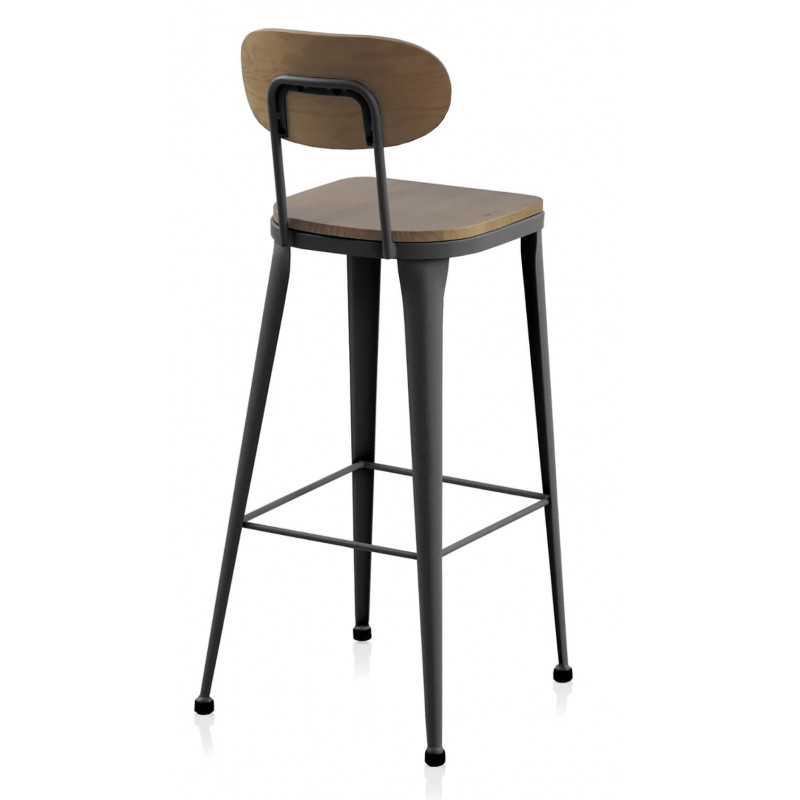 TABOURET HAUT AUSTIN INDUSTRIEL EN BOIS ET MÉTAL