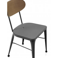 CHAISE AUSTIN INDUSTRIELLE EN BOIS ET MÉTAL